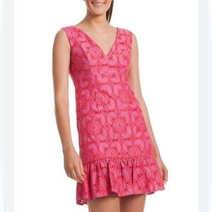 Trina Turk Carpinteria Pink Floral Crochet Dress Size 2